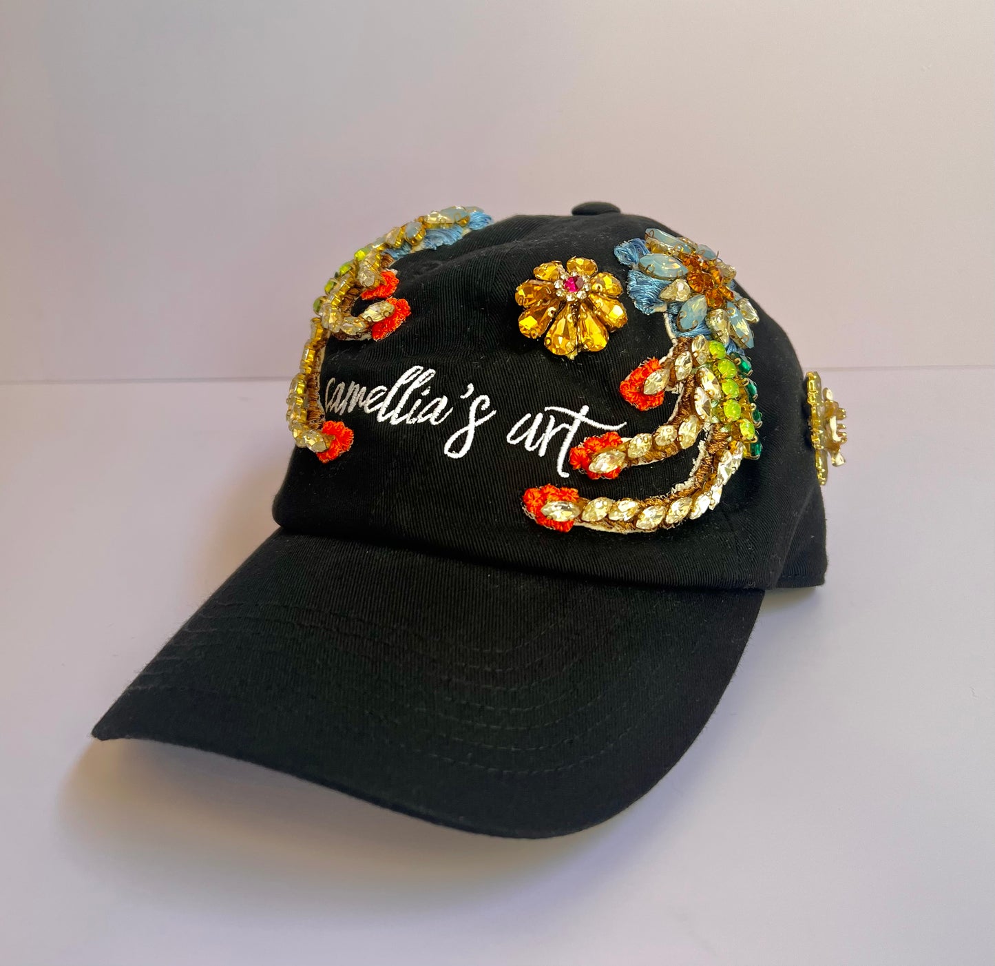 Camellias Art Embellished Cap